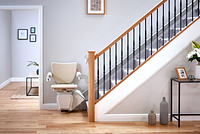 Stairlift inside front view without person bottom position