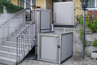 Opal vertical platform lift overview outside below